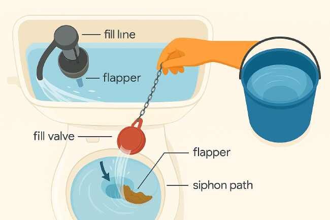 How to Flush a Toilet from the Tank